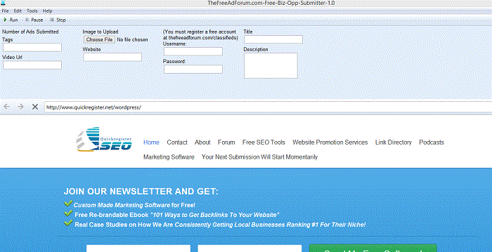 TheFreeAdForum Biz Opp Submitter 1.1 full TheFreeAdForum Biz Opp Submitter full screenshot
